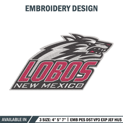 new mexico lobos logo embroidery design, sport embroidery, logo sport embroidery, embroidery design, ncaa embroidery