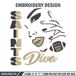 new orleans saints diva embroidery design, saints embroidery, nfl embroidery, logo sport embroidery, embroidery design.