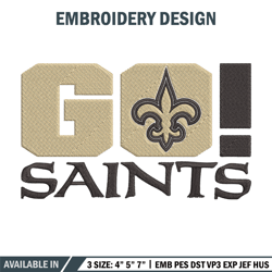 new orleans saints go embroidery design, new orleans saints embroidery, nfl embroidery, logo sport embroidery.