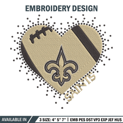 new orleans saints heart embroidery design, new orleans saints embroidery, nfl embroidery, logo sport embroidery. (2)