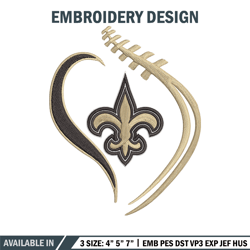 new orleans saints heart embroidery design, new orleans saints embroidery, nfl embroidery, logo sport embroidery. (3)