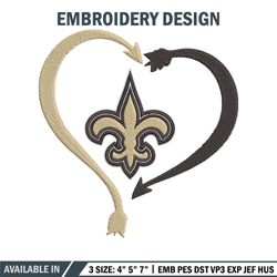 new orleans saints heart embroidery design, saints embroidery, nfl embroidery, sport embroidery, embroidery design