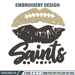 new orleans saints lips embroidery design, saints embroidery, nfl embroidery, logo sport embroidery, embroidery design.