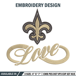 new orleans saints love embroidery design, new orleans saints embroidery, nfl embroidery, logo sport embroidery.