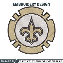 new orleans saints poker chip ball embroidery design, new orleans saints embroidery, nfl embroidery, sport embroidery.