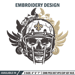 new orleans saints skull helmet embroidery design, new orleans saints embroidery, nfl embroidery, sport embroidery.