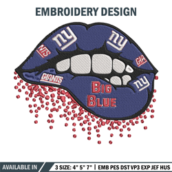 new york giants dripping lips embroidery design, new york giants embroidery, nfl embroidery, logo sport embroidery.