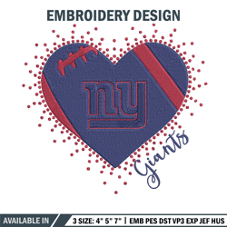new york giants heart embroidery design, giants embroidery, nfl embroidery, logo sport embroidery, embroidery design. (2