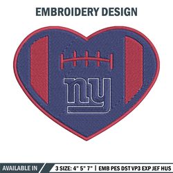 new york giants heart embroidery design, giants embroidery, nfl embroidery, logo sport embroidery, embroidery design.