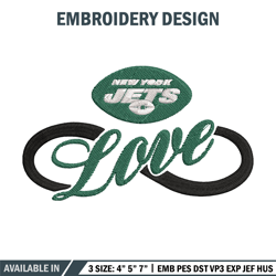 new york jets love embroidery design, jets embroidery, nfl embroidery, logo sport embroidery, embroidery design.