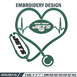 new york jets stethoscope embroidery design, jets embroidery, nfl embroidery, logo sport embroidery, embroidery design.