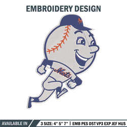 new york mets mascot embroidery design, mlb embroidery, sport embroidery,logo sport embroidery,embroidery design