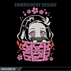 nezuko chibi embroidery design, demon slayer embroidery, embroidery file, anime embroidery,digital download.