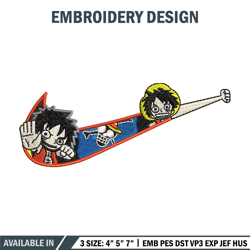 nike x luffy embroidery design, one piece embroidery, nike design, embroidery shirt, embroidery file, digital download