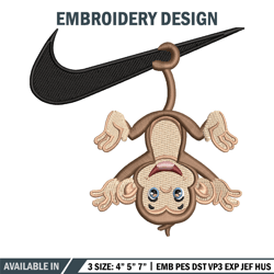 nike x monkey embroidery design, monkey embroidery, nike design, embroidery shirt, embroidery file, digital download