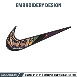 nike x zoro embroidery design, one piece embroidery, nike design, embroidery shirt, embroidery file, digital download