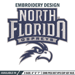 north florida ospreys logo embroidery design, ncaa embroidery, sport embroidery, logo sport embroidery,embroidery design