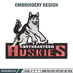 northeastern logo embroidery design, logo embroidery, sport embroidery, logo sport embroidery, embroidery design