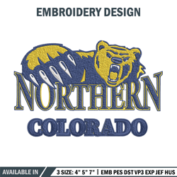 northern colorado logo embroidery design, college embroidery,sport embroidery, logo sport embroidery, embroidery design