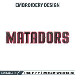 northridge matadors logo embroidery design, sport embroidery, logo sport embroidery,embroidery design, ncaa embroidery.
