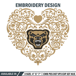 oakland university heart embroidery design, ncaa embroidery,sport embroidery, embroidery design,logo sport embroidery.