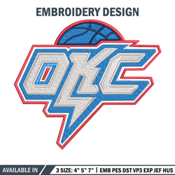 oklahoma city thunder logo embroidery design, nba embroidery, sport embroidery, embroidery design, logo sport embroidery