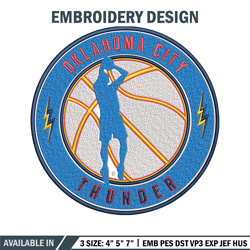 oklahoma thunder design embroidery design, nba embroidery, sport embroidery, embroidery design, logo sport embroidery.