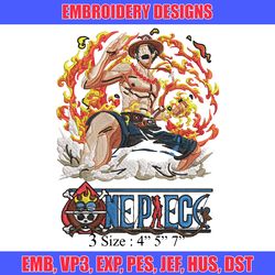 ace poster embroidery design,one piece embroidery, embroidery file, anime embroidery, anime shirt, digital download