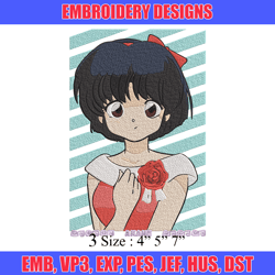 akane tendo embroidery design, ranma embroidery, embroidery file, anime embroidery, anime shirt, digital download