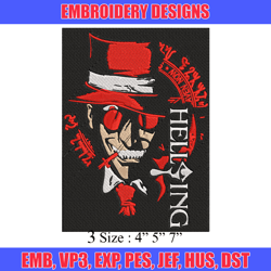 alucard poster embroidery design, hellsing embroidery, embroidery file, anime embroidery, anime shirt, digital download