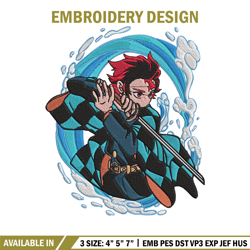 tanjiro poster embroidery design,demon slayer embroidery,embroidery file,anime embroidery,anime shirt, digital download.