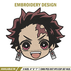 tanjiro sticker embroidery design, demon slayer embroidery, embroidery file, anime embroidery, digital download