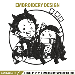 tanjiro x nezuko embroidery design, demon slayer embroidery, embroidery file, anime embroidery, digital download