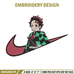 tanjiro x nike embroidery design, demon slayer embroidery, embroidery file, nike embroidery,anime shirt,digital download