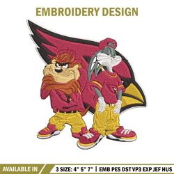 taz and bugs kriss kross arizona cardinals embroidery design, cardinals embroidery, nfl embroidery, sport embroidery.