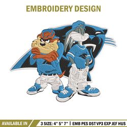 taz and bugs kriss kross carolina panthers embroidery design, panthers embroidery, nfl embroidery, sport embroidery.