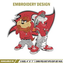 taz and bugs kriss kross tampa bay buccaneers embroidery design, buccaneers embroidery, nfl embroidery, sport embroidery