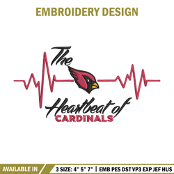 the heartbeat of arizona cardinals embroidery design, arizona cardinals embroidery, nfl embroidery, sport embroidery.