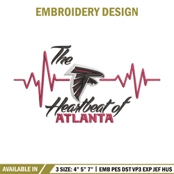 the heartbeat of atlanta falcons embroidery design, atlanta falcons embroidery, nfl embroidery, logo sport embroidery.