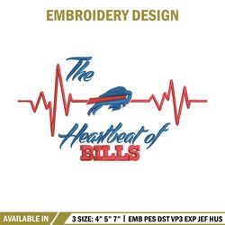 the heartbeat of buffalo bills embroidery design, bills embroidery, nfl embroidery, sport embroidery, embroidery design.