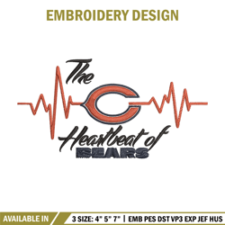 the heartbeat of chicago bears embroidery design, bears embroidery, nfl embroidery, sport embroidery, embroidery design.