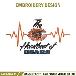 the heartbeat of chicago bears embroidery design, bears embroidery, nfl embroidery, sport embroidery, embroidery design.