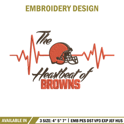 the heartbeat of cleveland browns embroidery design, cleveland browns embroidery, nfl embroidery, logo sport embroidery,