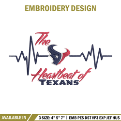 the heartbeat of houston texans embroidery design, houston texans embroidery, nfl embroidery, logo sport embroidery.