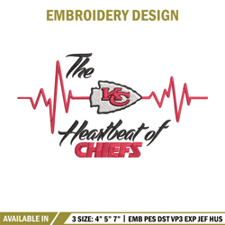 the heartbeat of kansas city chiefs embroidery design, kansas city chiefs embroidery, nfl embroidery, sport embroidery.