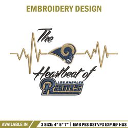 the heartbeat of los angeles rams embroidery design, los angeles rams embroidery, nfl embroidery, logo sport embroidery.