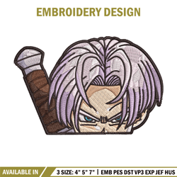 trunks peeker embroidery design, dragonball embroidery, embroidery file, anime embroidery, anime shirt, digital download