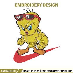 tweety nike embroidery design, tweety embroidery, embroidery file, nike embroidery, anime shirt, digital download