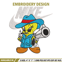 tweety nike embroidery design, tweety nike embroidery, nike design, embroidery file, cartoon shirt, instant download.