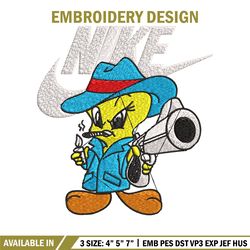 tweety nike embroidery design, tweety nike embroidery, nike design, embroidery file, cartoon shirt, instant download.